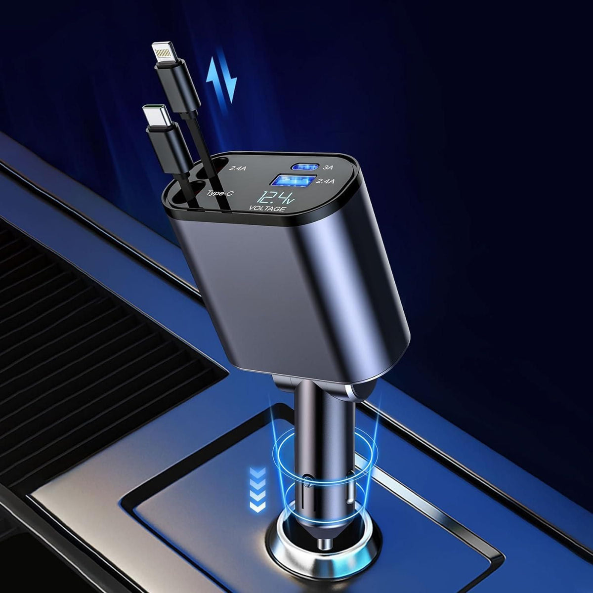 RetraCharge™ I 4-in-1 Retractable Car Charger